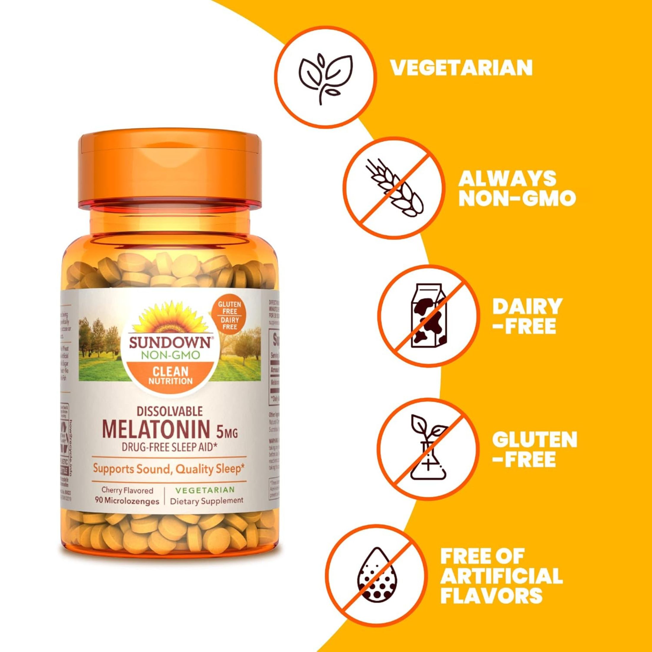 Sundown Naturals Quick Dissolve Melatonin 5 Mg Cherry Flavor