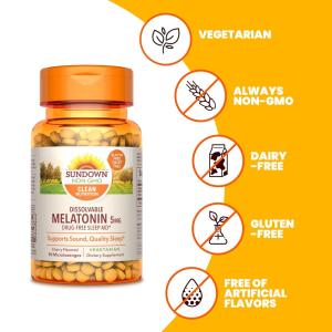 Sundown Naturals Quick Dissolve Melatonin 5 Mg Cherry Flavor