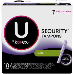 U by Kotex Security Tampons, Plastic Applicator, Super, Unscented