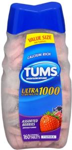 Tums Ultra Strength Chewable Antacid Tablets For Heartburn Relief, Assorted Berries