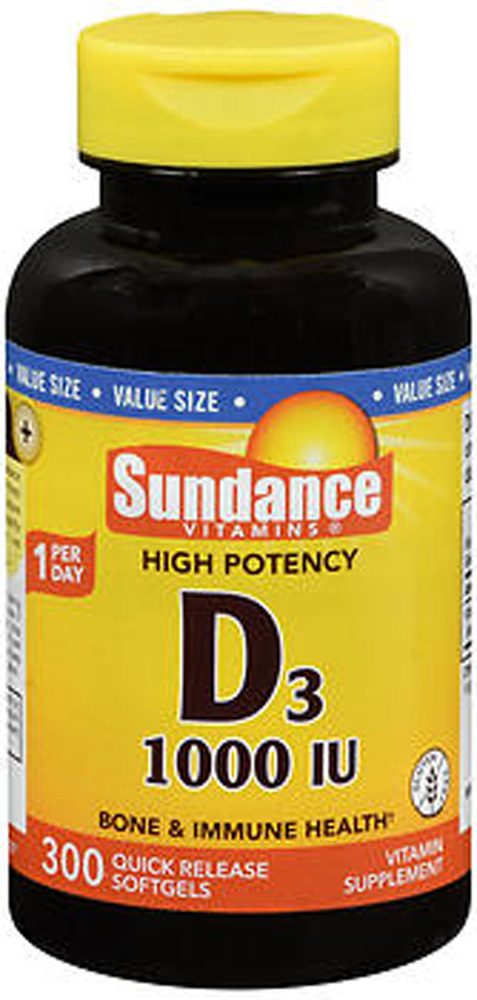 Sundance D3 Quick Release Softgels, 1000 IU, 300 Tabs
