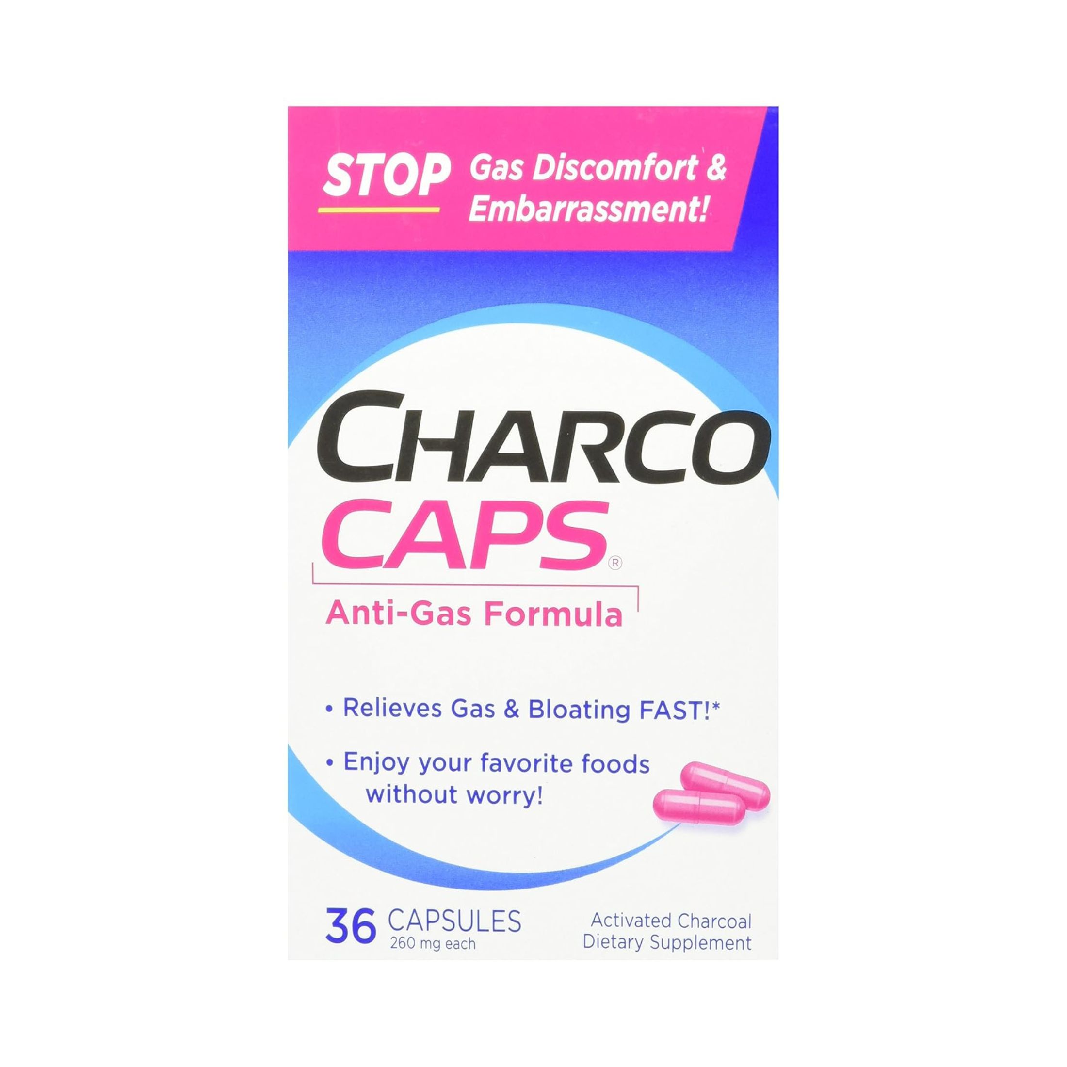 Charcocaps Anti Gas Formula, 260 Mg, Capsules