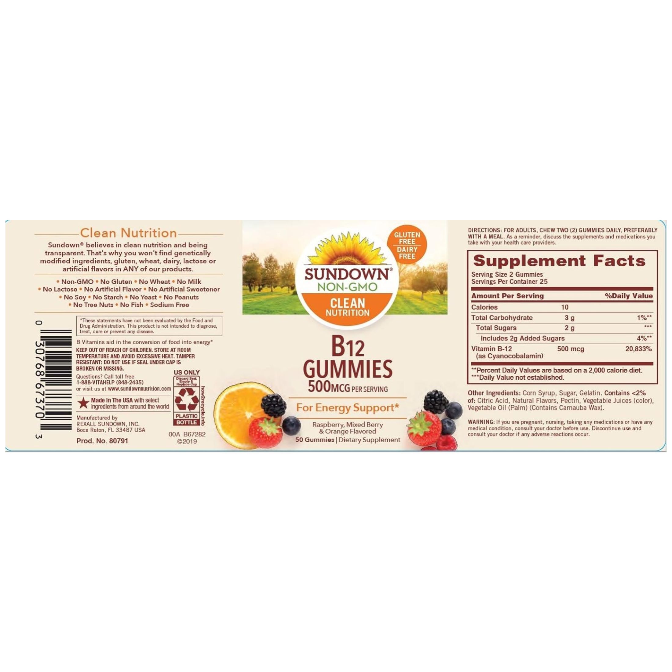 Sundown Naturals B12 Gummies 500 Mcg