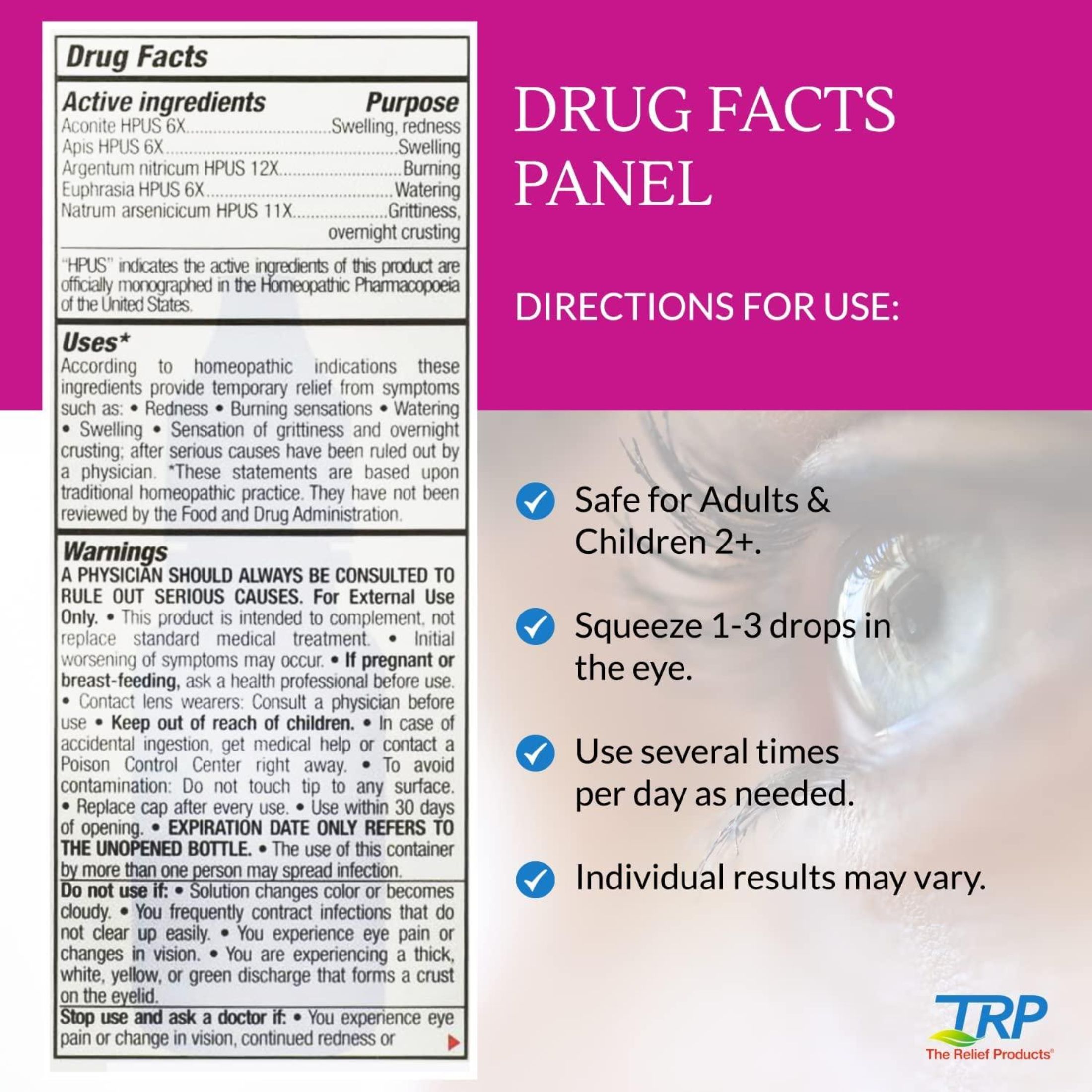 TRP PinkEye Relief Sterile Eye Drops - .33 Fl Oz