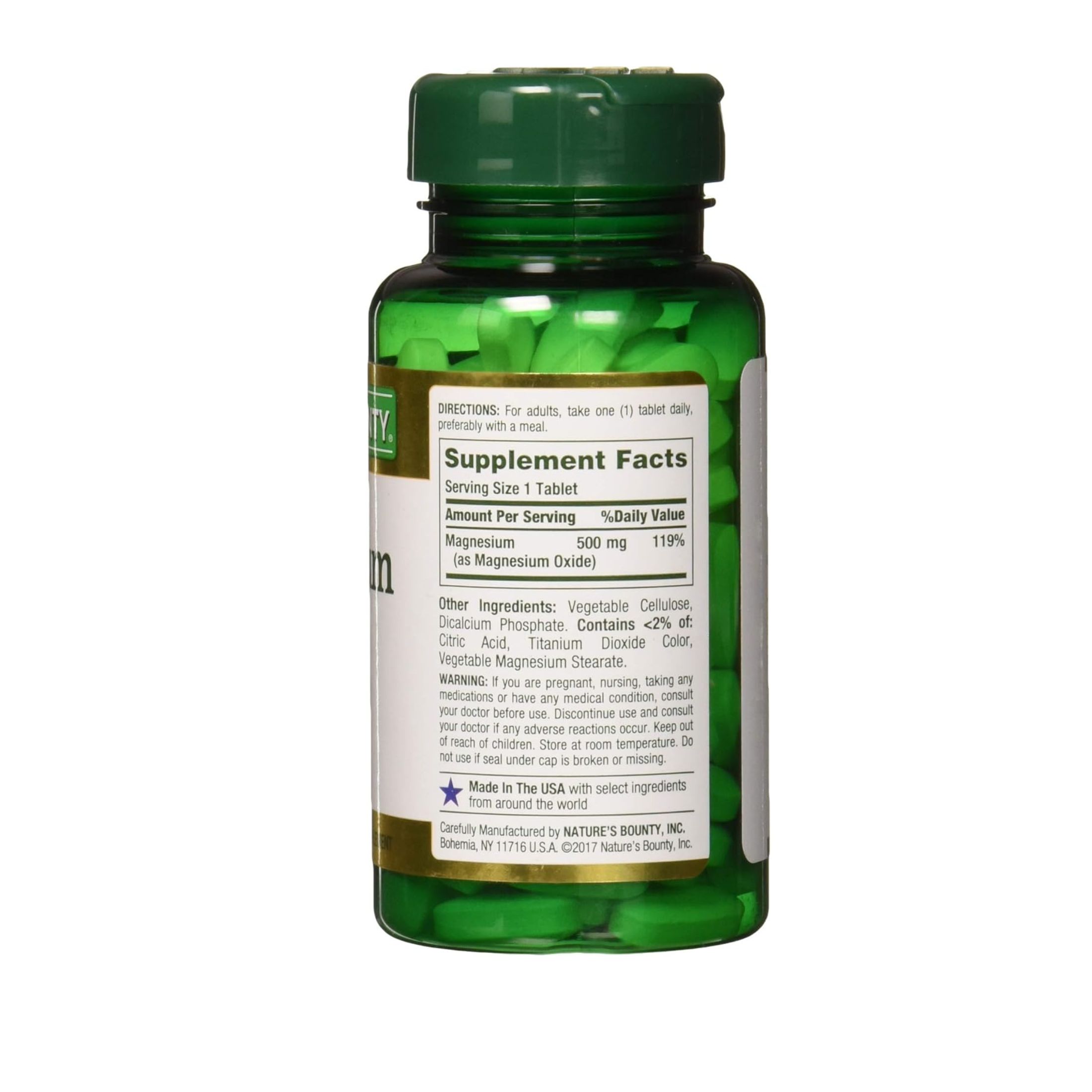 Nature's Bounty Mineral Magnesium Coated Tablets, 500 Mg