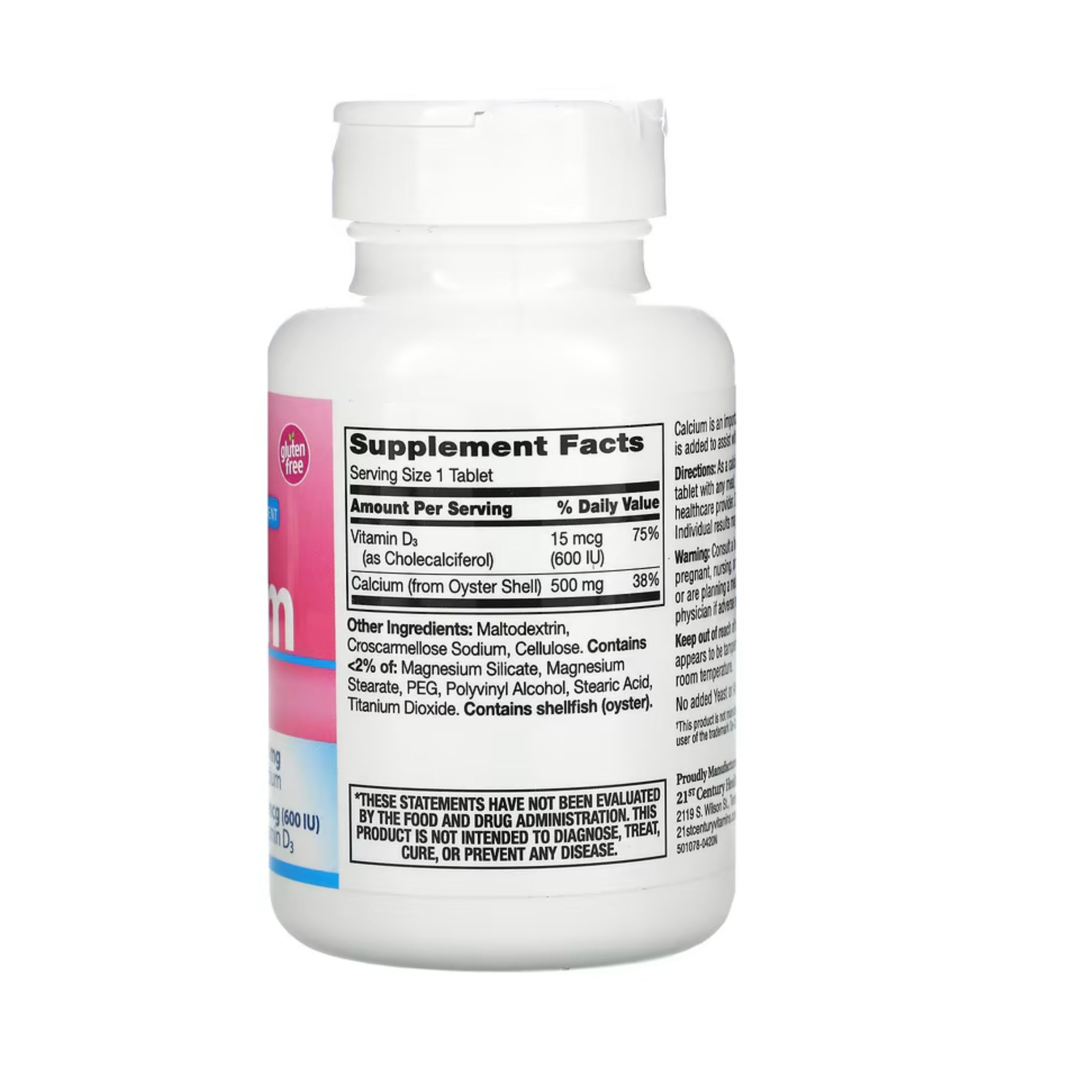 21st Century Calcium Plus D Supplement, 600 Mg
