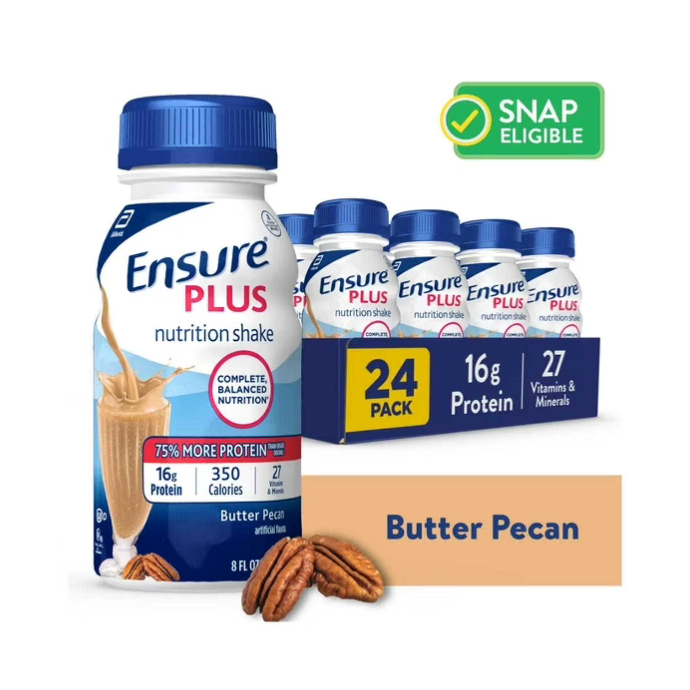 Ensure Plus Nutrition Shake Butter Pecan Ready-to-Drink 8 Fl Oz Bottles