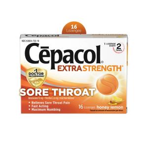 Cepacol Extra Strength Sore Throat Relief Lozenges, 16 Count, Honey Lemon Flavor