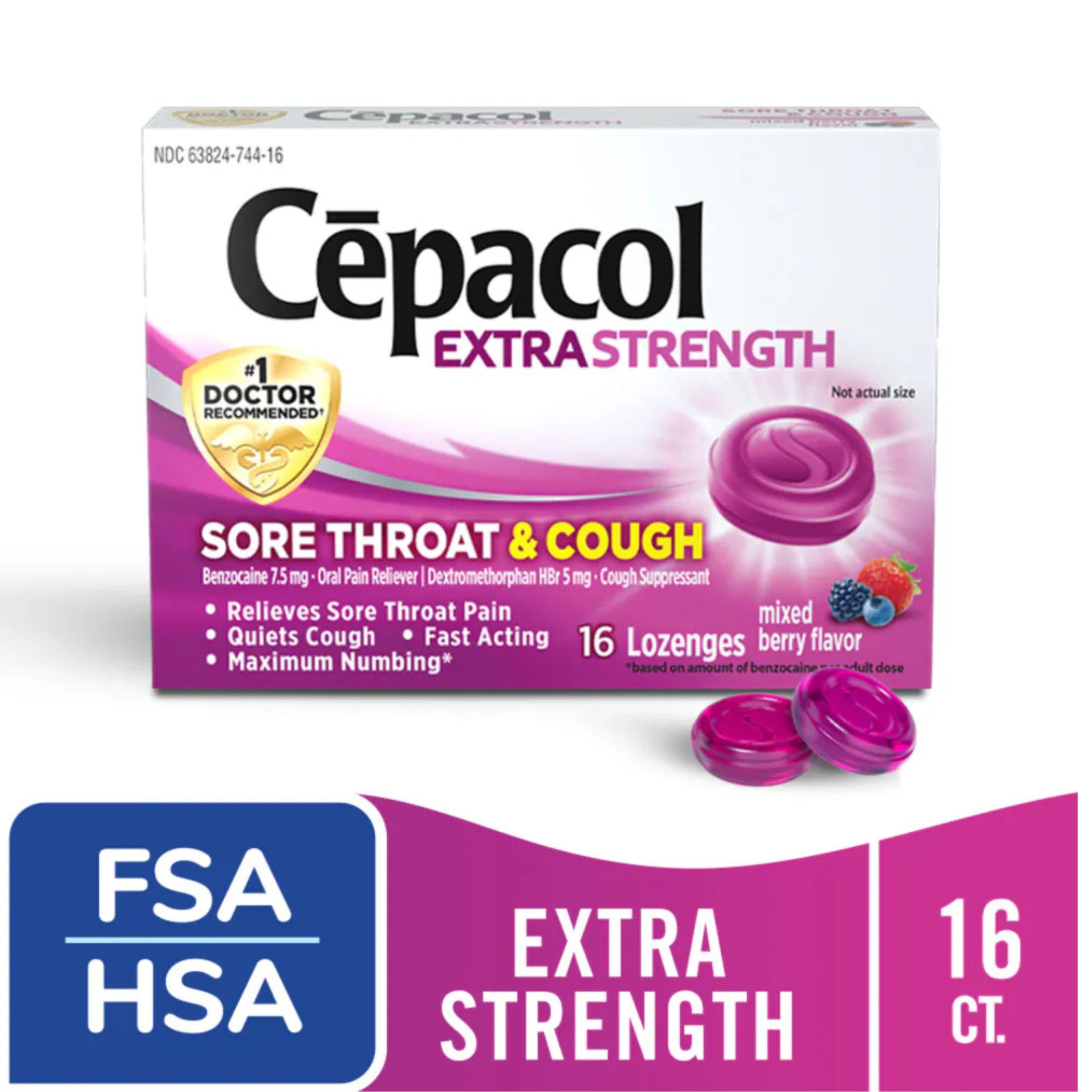 Cepacol Maximum Strength Throat And Cough Drop Lozenges, Mixed Berry