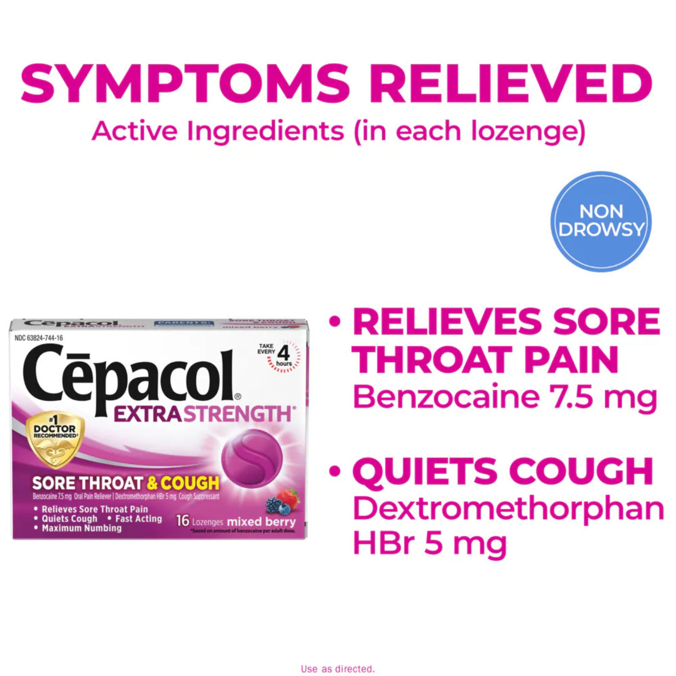 Cepacol Maximum Strength Throat And Cough Drop Lozenges, Mixed Berry