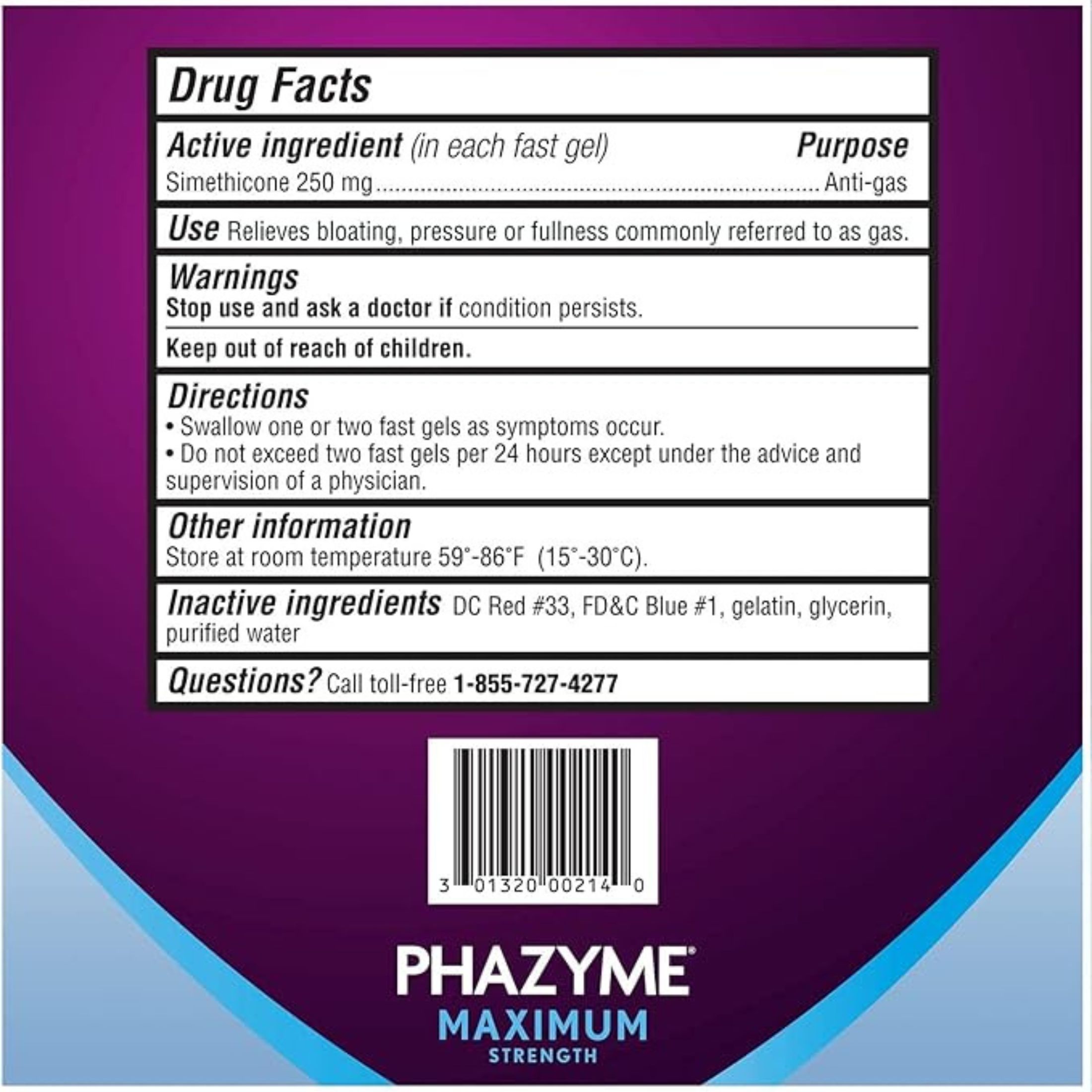 Phazyme Anti Gas, Maximum Strength, 250 Mg, Fast Gels