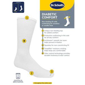 Dr. Scholl's Diabetes & Circulatory Ankle Socks White MED - 1 Pr