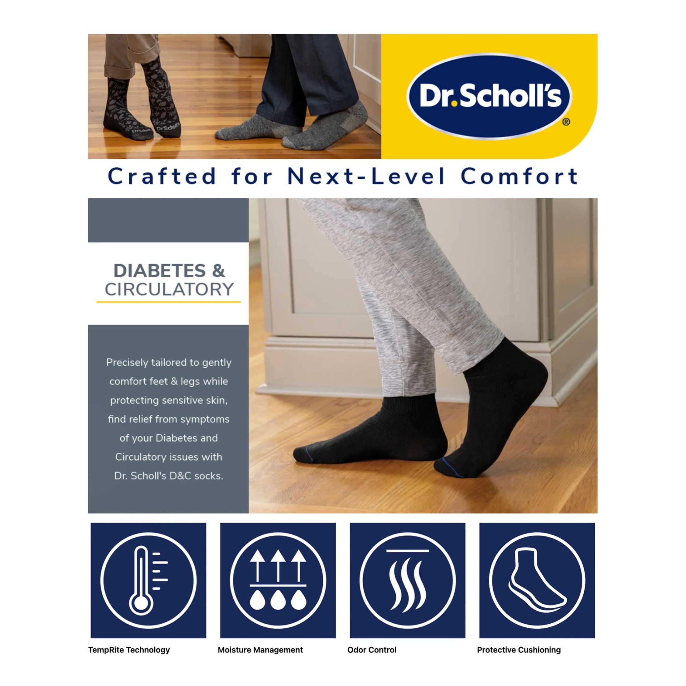 Dr. Scholl's Diabetes & Circulatory Ankle Socks White MED - 1 Pr