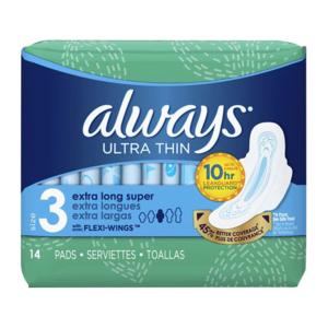 Always Pads, Ultra Thin, Flexi Wings, Extra Long Super, Size 3