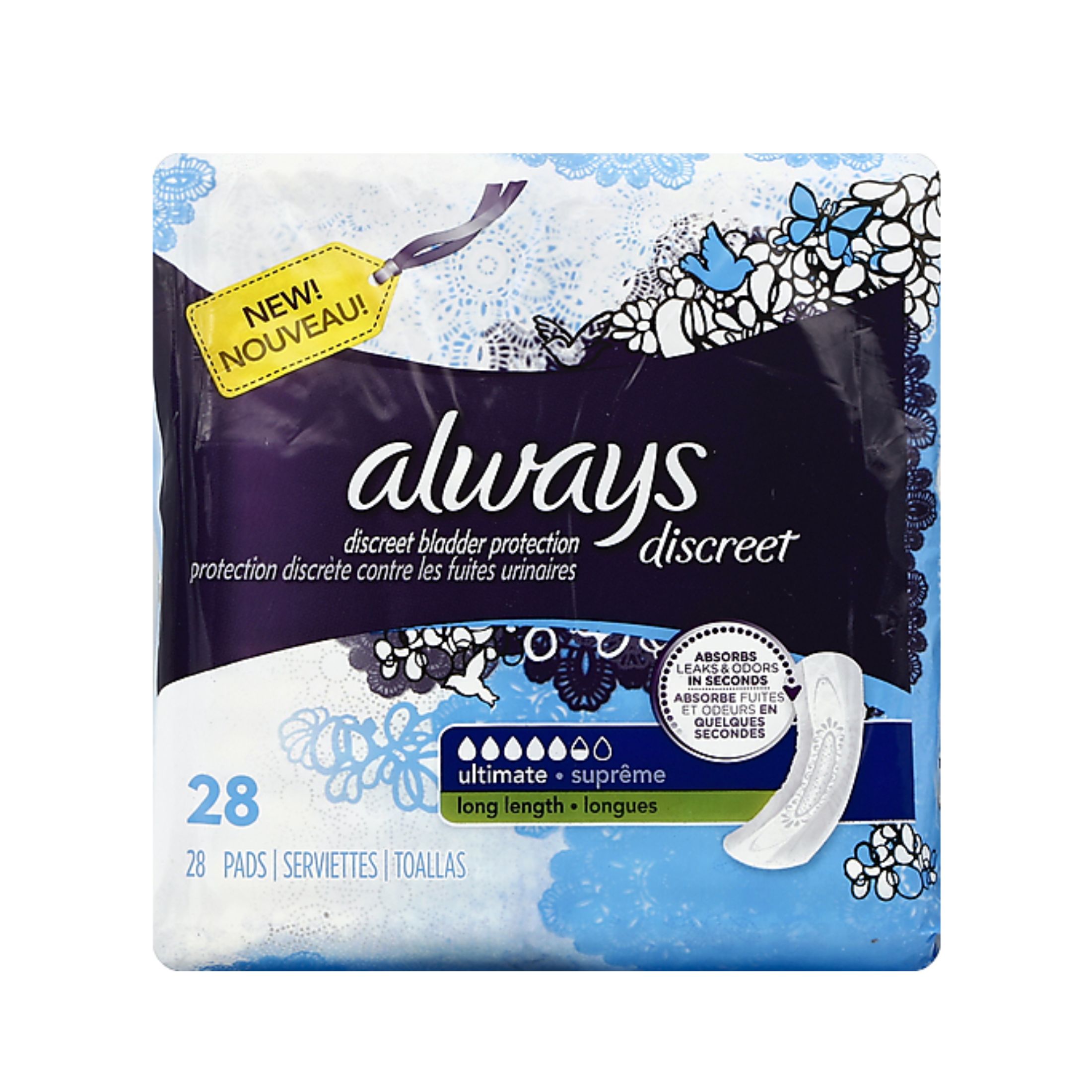 Always Discreet Ultimate Long Length Liners 28 Ct Pack
