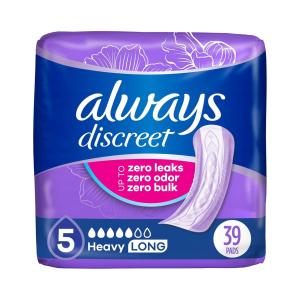 Always Discreet Incontinence Pads For Women, Heavy Absorbency, Long Length
