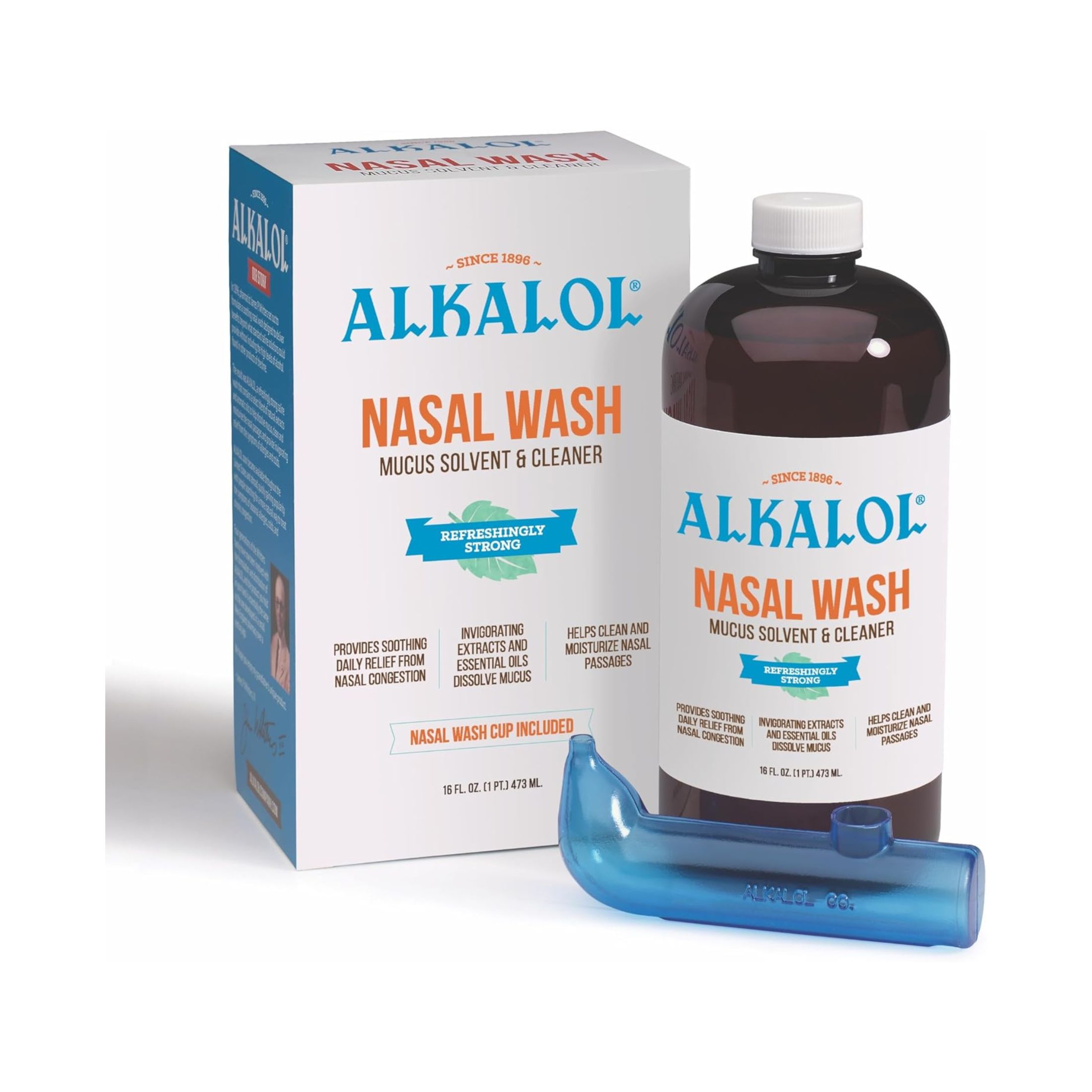 Alkalol Nasal Wash, Mucus Solvent & Cleaner, 16 Fl Oz