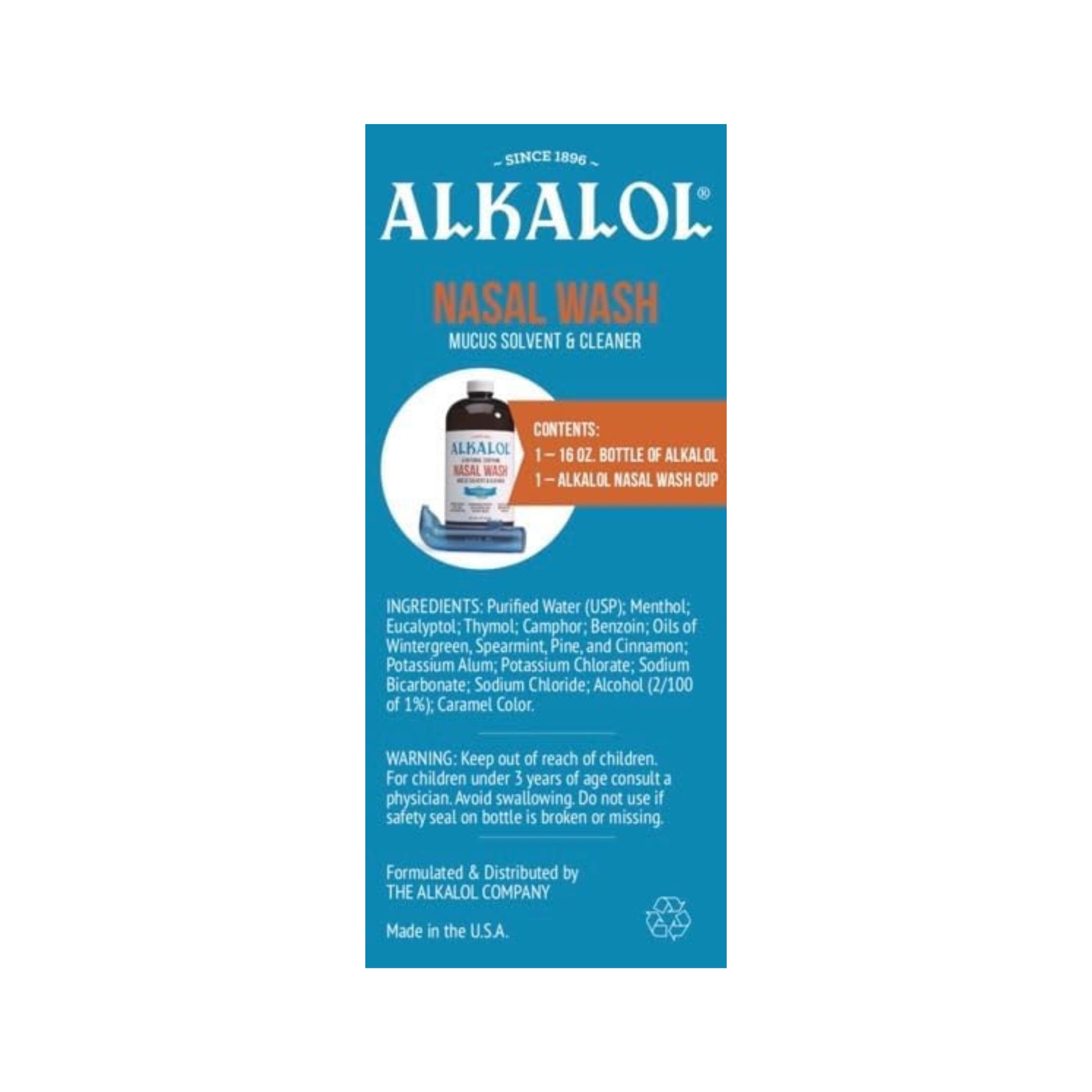 Alkalol Nasal Wash, Mucus Solvent & Cleaner, 16 Fl Oz