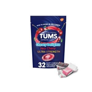 Tums Chewy Delights Ultra Strength Antacid Soft Chews For Heartburn Relief, Very Cherry