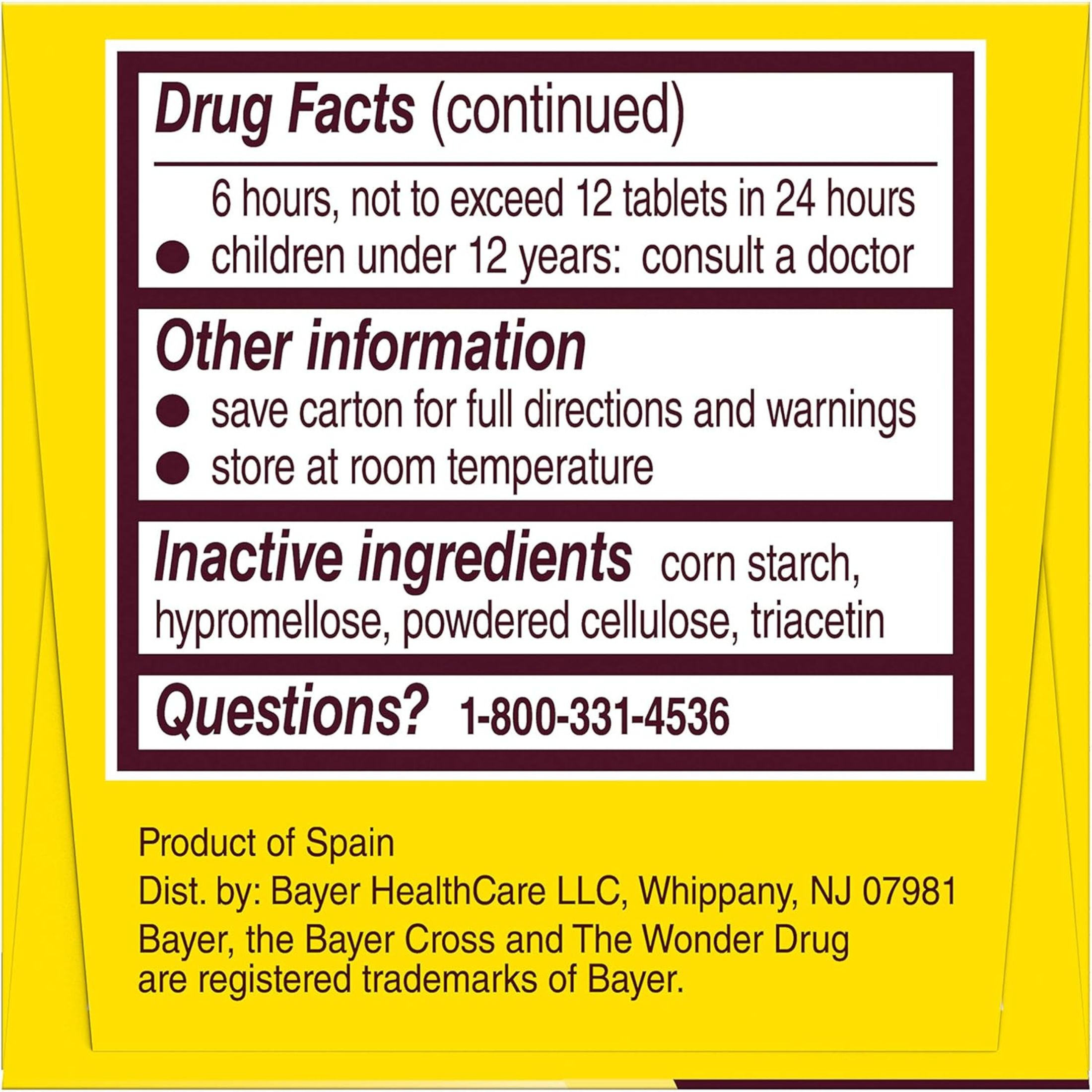 Bayer Genuine Aspirin, 325mg Coated Tablets, Pain Reliever With Lifesaving Benefits