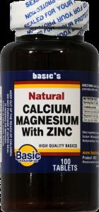 Basic Vitamins Natural Calcium Magnesium With Zinc - 100 Tabs