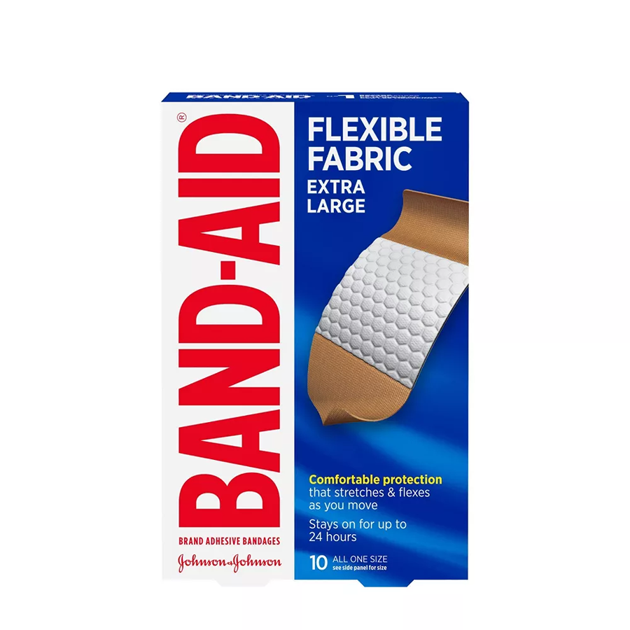 Band-Aid Brand Flexible Fabric Adhesive Bandages For Wound Care First Extra Large Size 10 Ct