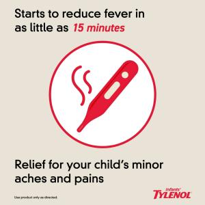 Tylenol Infants' Oral Suspension Liquid Medicine With Acetaminophen, Baby Fever Reducer & Pain Reliever For Minor Aches & Pains, Sore Throat, Headache & Toothache, Cherry Flavor, 2 Fl. Oz