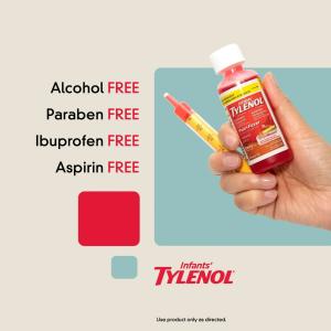 Tylenol Infants' Oral Suspension Liquid Medicine With Acetaminophen, Baby Fever Reducer & Pain Reliever For Minor Aches & Pains, Sore Throat, Headache & Toothache, Cherry Flavor, 2 Fl. Oz