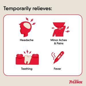 Tylenol Infants' Oral Suspension Liquid Medicine With Acetaminophen, Baby Fever Reducer & Pain Reliever For Minor Aches & Pains, Sore Throat, Headache & Toothache, Cherry Flavor, 2 Fl. Oz