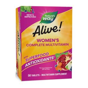 Nature's Way Alive! Women’s Energy Complete Multivitamin, High Potency B-Vitamins, 50 Tablets