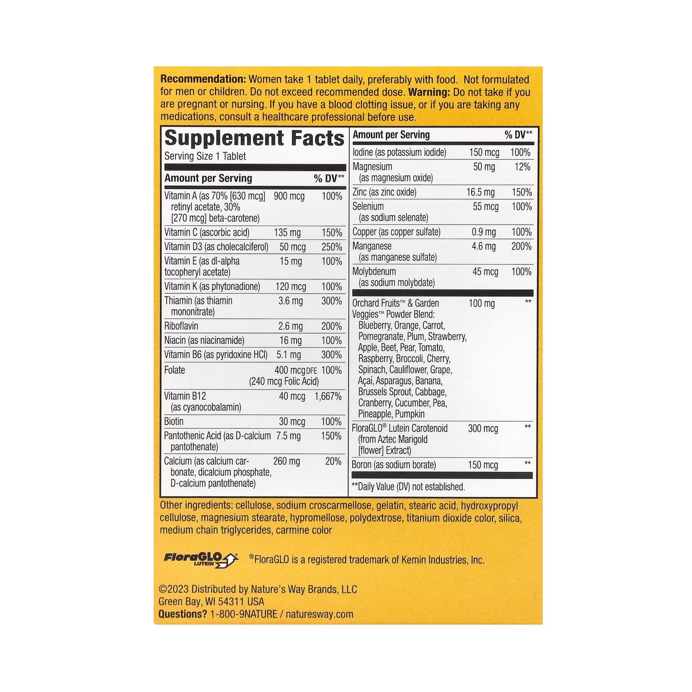 Nature's Way Alive! Women’s 50+ Complete Multivitamin, High Potency B-Vitamins, 50 Tablets