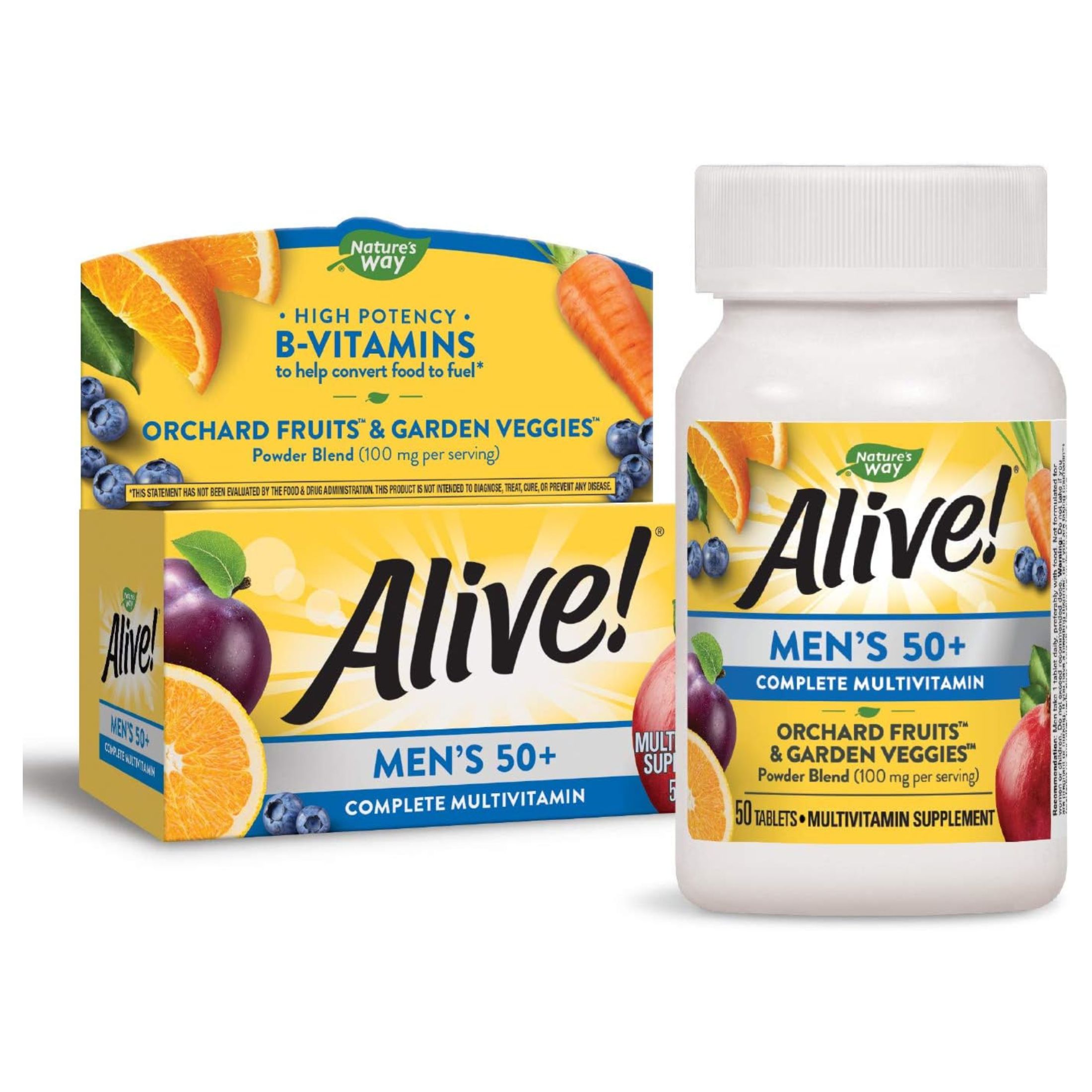 Nature's Way Alive! Men’s 50+ Complete Multivitamin, High Potency B-Vitamins, 50 Tablets