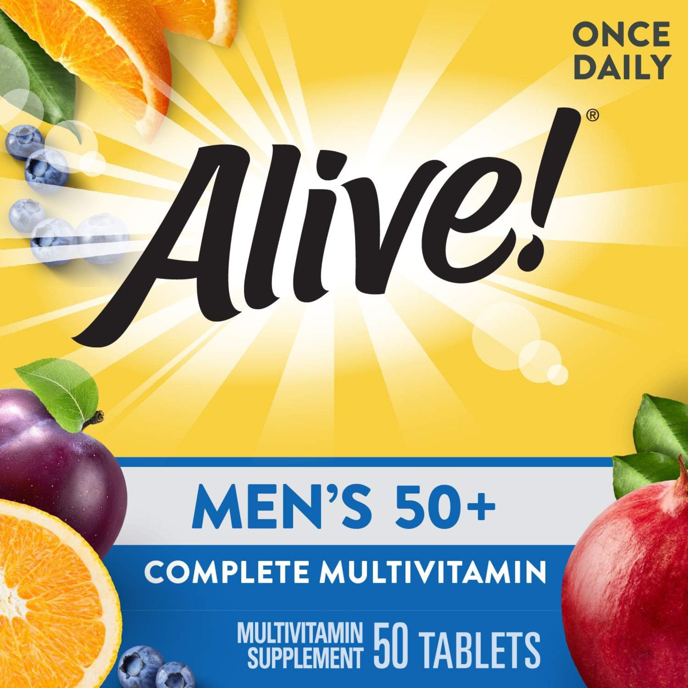 Nature's Way Alive! Men’s 50+ Complete Multivitamin, High Potency B-Vitamins, 50 Tablets