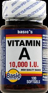 Basic Vitamins Vitamin A 10,000 IU - 100 Softgels