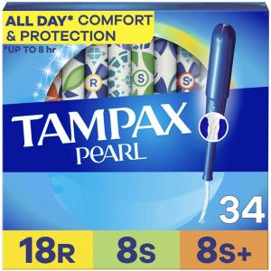 Tampax Pearl Tampons, Regular/Super/Super Plus Absorbency With LeakGuard Braid, Triple Pack, Unscented