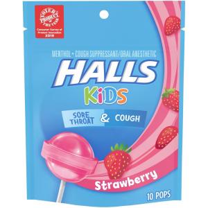 Halls Kids Cough & Sore Throat Pops Strawberry Flavor