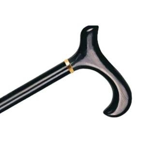 Alex Orthopedic Wood Cane With Derby Handle And Collar - Black Stain