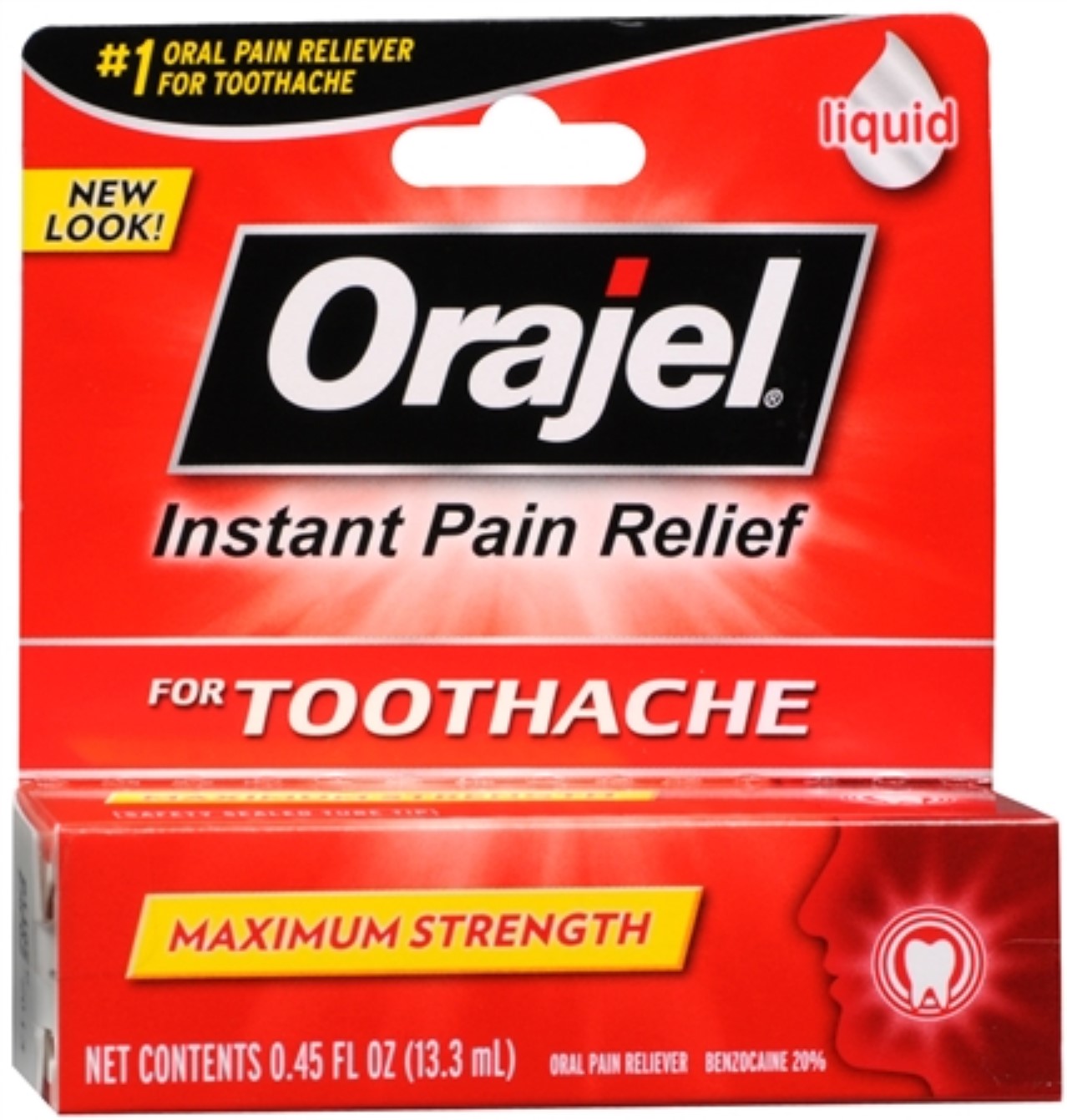 Orajel Medicated For Toothache & Gum Instant Pain Relief Liquid With 20% Benzocaine, 0.45 OZ