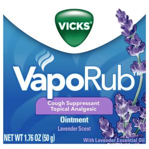 Vicks Vaporub, Lavender Scent, Cough Suppressant, Topical Chest Rub & Analgesic Ointment, 1.76 Oz