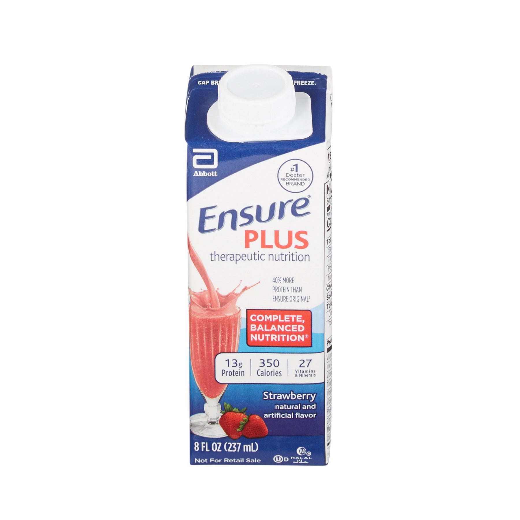 Abbott Ensure Plus Strawberry Oral Supplement, 8-oz Carton 1048231