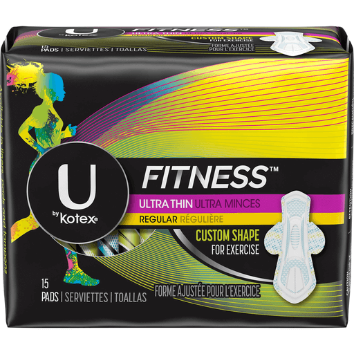 U by Kotex Fitness Ultra Thin Pads With Wings, Regular Absorbency, Fragrance-Free