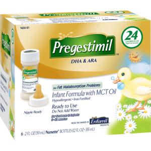 Enfamil Pregestimil 24 Calorie Infant Formula With MCT Oil - For Fat Malabsorption Problems - Ready To Use Nursette Bottles, 2 Fl Oz