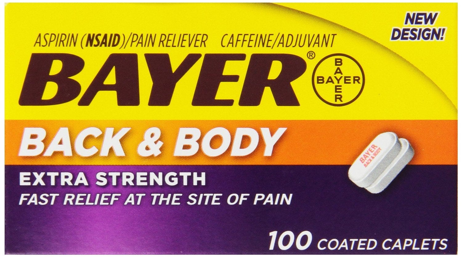 Bayer Back & Body Extra Strength Pain Reliever Aspirin W Caffeine, 500mg Coated Tablets