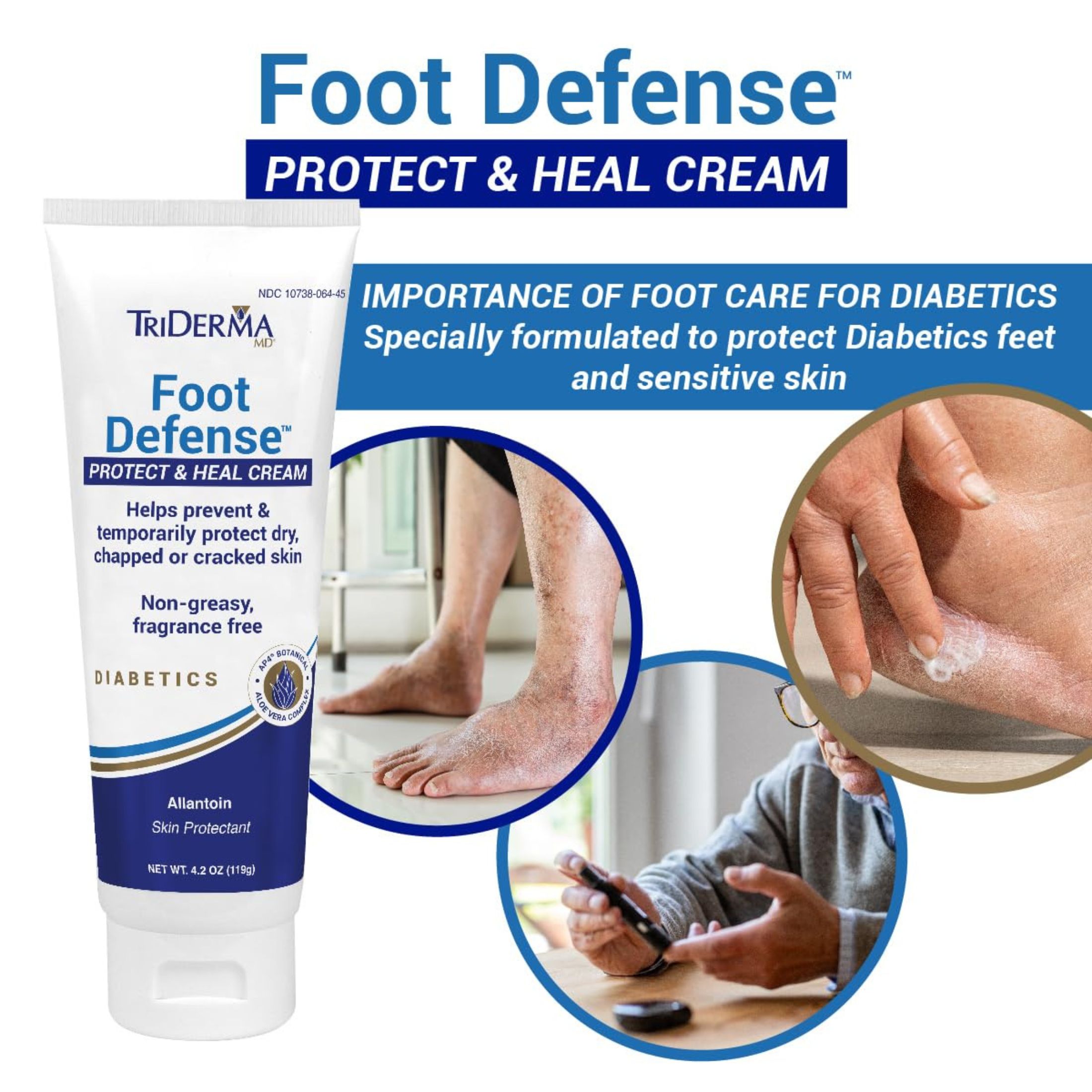 Triderma Diabetic Foot Defense Healing Cream, 4.2 Oz