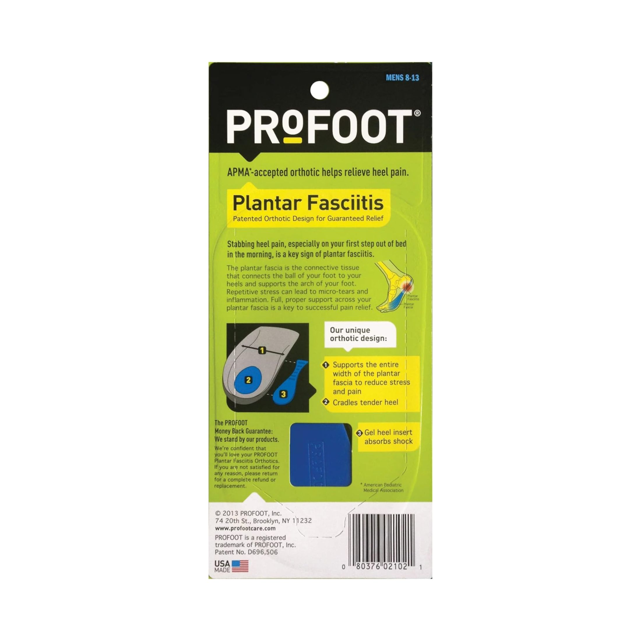 Profoot Plantar Fasciitis Insoles For Men - 1 Pair