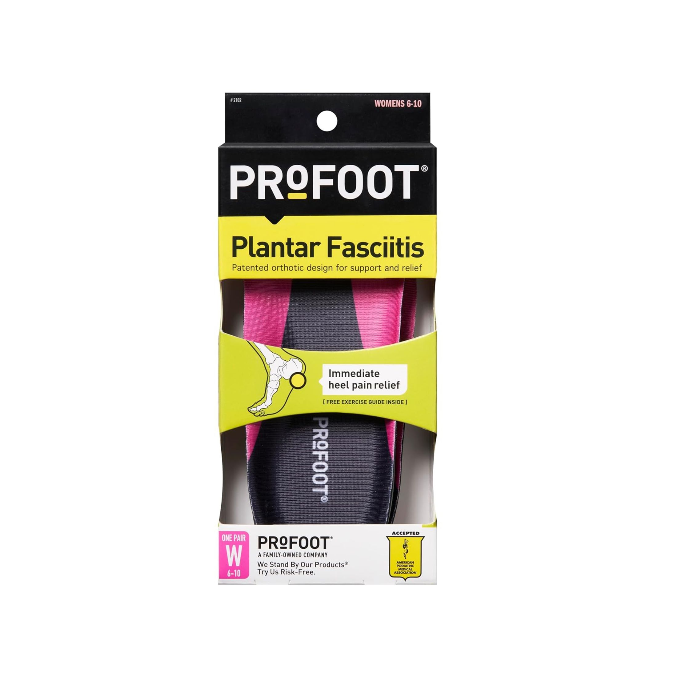 Profoot Plantar Fasciitis Insoles For Women Size 6 To 10 - 1 Pair
