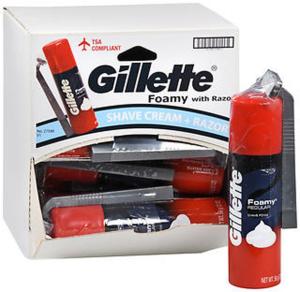Gillette Foamy Shave Foam Regular With Razor - Tray Of 12