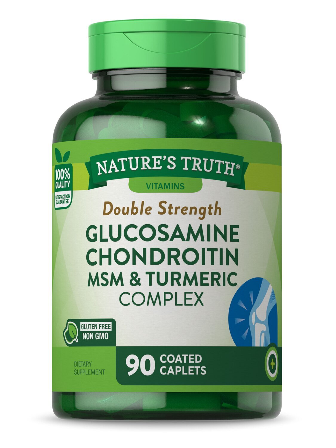 Nature's Truth Glucosamine Chondroitin MSM & Turmeric Complex Double Strength Coated Caplets 90ct