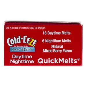 Cold-Eeze Zinc Gluconate Glycine, Daytime/Nighttime, QuickMelts, Natural Flavor Mixed Berry