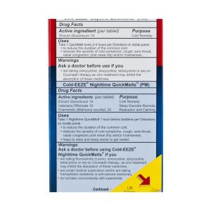 Cold-Eeze Zinc Gluconate Glycine, Daytime/Nighttime, QuickMelts, Natural Flavor Mixed Berry